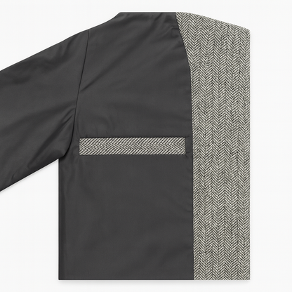 Classic Grey Herringbone Plus Size Tweed Jacket PSM-9899