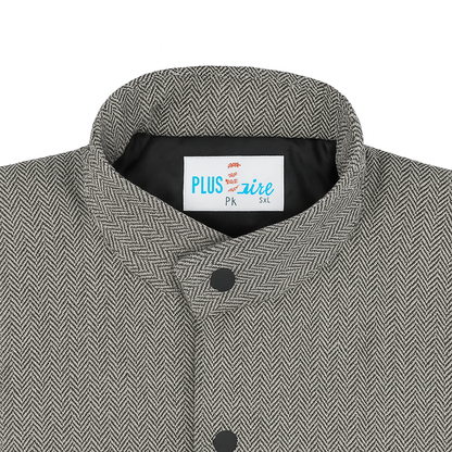 Classic Grey Herringbone Plus Size Tweed Jacket PSM-9899