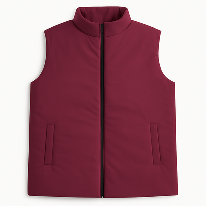 Classic Maroon Plus-Size Sleeveless Puffer Jacket PSM-9998