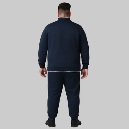 Classic Navy Blue Plus Size Zip-up Tracksuit PSM-10225
