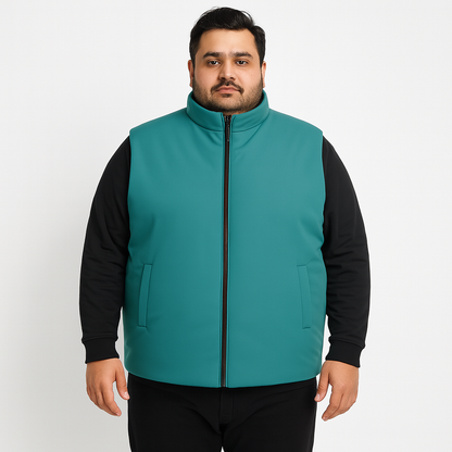 Classic Teal Plus-Size Sleeveless Puffer Jacket PSM-9999