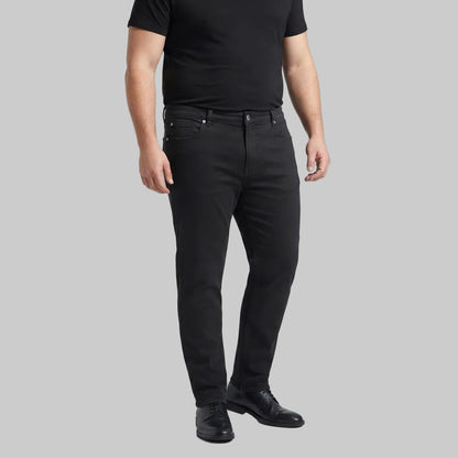 Shop Classic Black Cotton Pants featuring a 5-pocket design, button closure, belt loops, and a comfortable straight-leg fit for everyday wear.