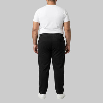 Classic Black Cotton Jersey Trouser made from soft cotton jersey fabric with an elastic drawstring waistband for comfortable everyday casual wear.