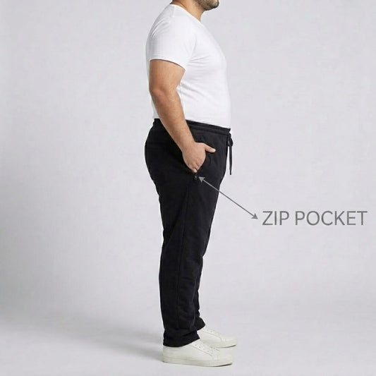 Classic Black Cotton Jersey Trouser made from soft cotton jersey fabric with an elastic drawstring waistband for comfortable everyday casual wear.