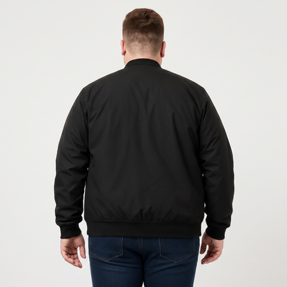 Classic Black Plus-Size Bomber Jacket – Matte Finish PSM-10076