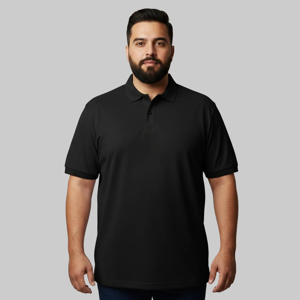Classic Black Plus Size Polo Shirt  PSM-10697