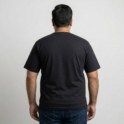 Classic Black Round Neck T-Shirt made from 65% Cotton and 35% Polyester