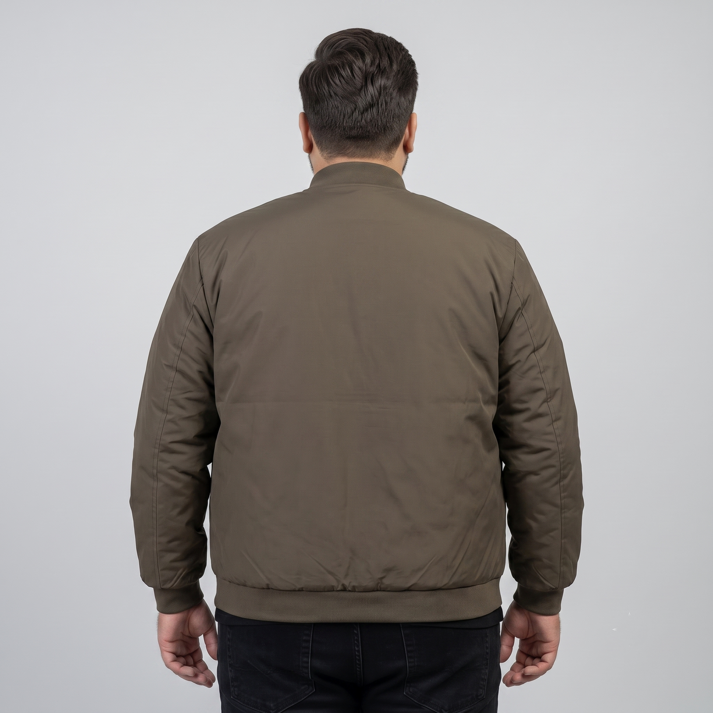 Classic Brown Plus-Size Bomber Jacket – Matte Finish PSM-10082
