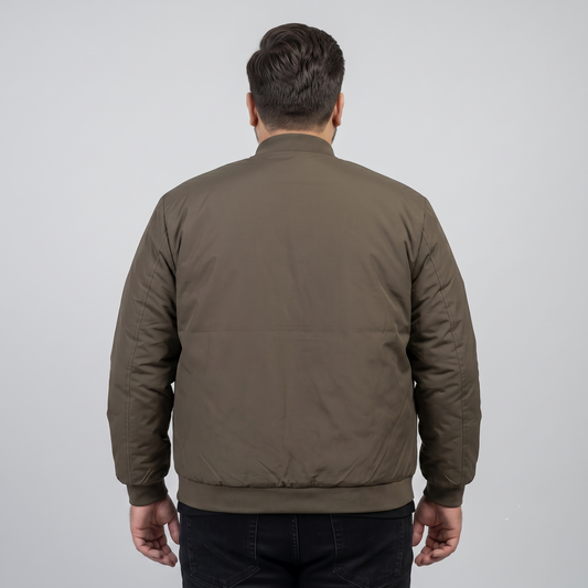 Classic Brown Plus-Size Bomber Jacket – Matte Finish PSM-10082