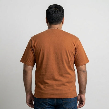 Classic Brown Round Neck T-Shirt in 65% Cotton and 35% Polyester