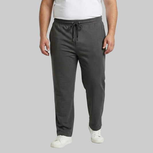 Classic Charcoal Cotton Jersey Trouser made from soft cotton jersey fabric with an elastic drawstring waistband for comfortable everyday casual wear.