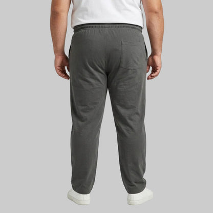 Classic Charcoal Cotton Jersey Trouser made from soft cotton jersey fabric with an elastic drawstring waistband for comfortable everyday casual wear.