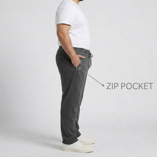 Classic Charcoal Cotton Jersey Trouser made from soft cotton jersey fabric with an elastic drawstring waistband for comfortable everyday casual wear.