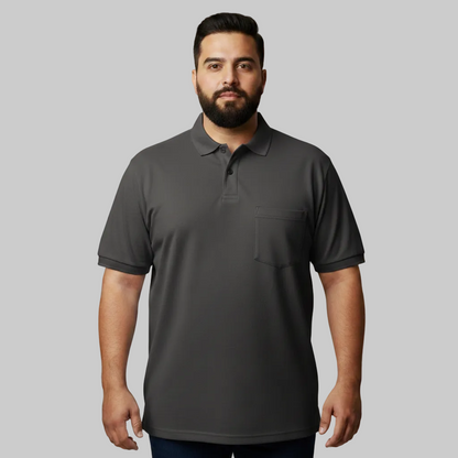 Classic Charcoal Plus Size Polo Shirt with Pocket  PSM-10702