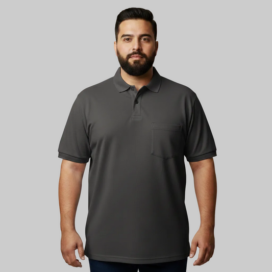 Classic Charcoal Plus Size Polo Shirt with Pocket  PSM-10702