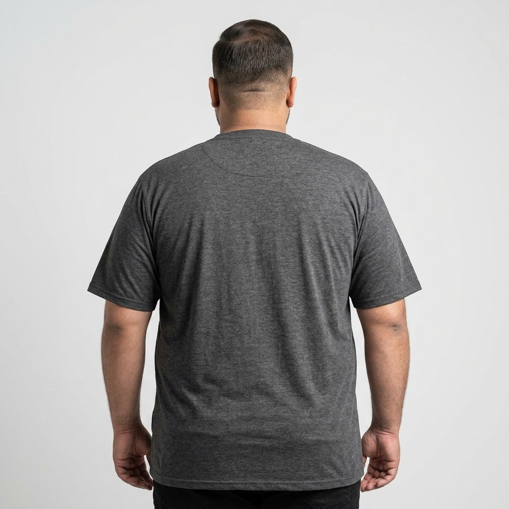 Classic Charcoal Round Neck T-Shirt made from 65% Cotton and 35% Polyester