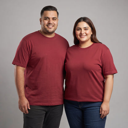 Classic Maroon Round Neck Unisex T-Shirt  PSM-11569