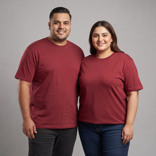 Classic Maroon Round Neck Unisex T-Shirt  PSM-11569