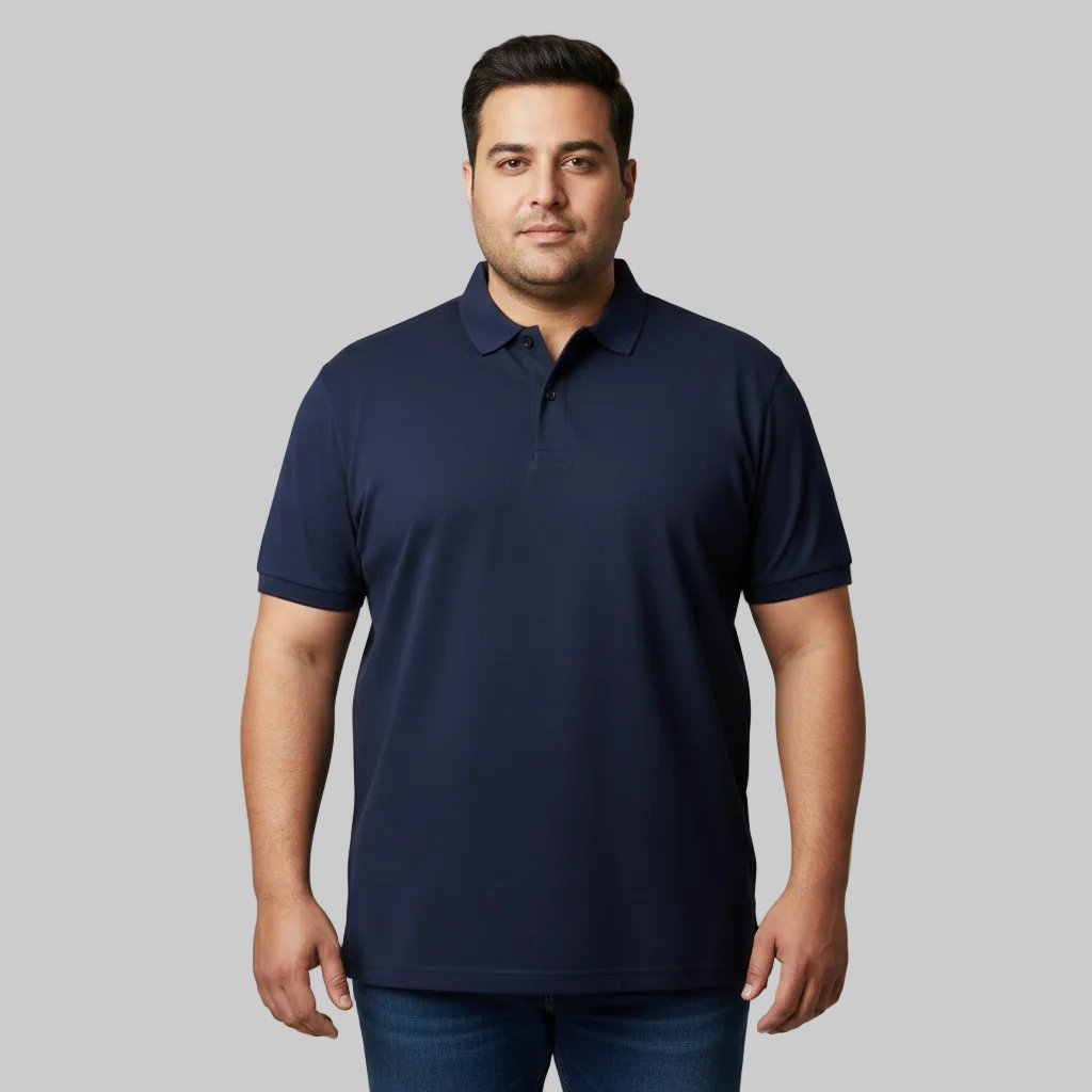 Classic Navy Blue Plus Size Polo Shirt PSM-10703