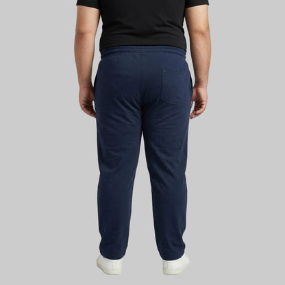 Classic Navy Cotton Jersey Trouser made from soft cotton jersey fabric with an elastic drawstring waistband for comfortable everyday casual wear.