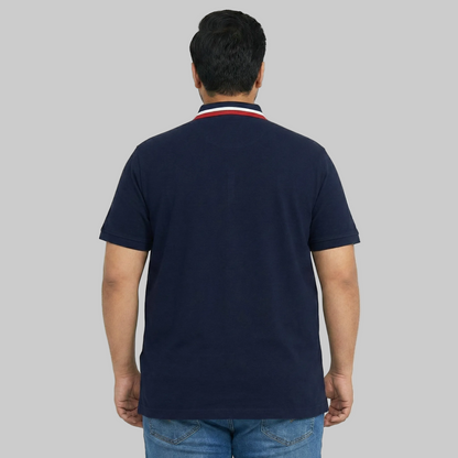 Classic Navy Polo Shirt with Red & White Stripe Collar PSM-10721