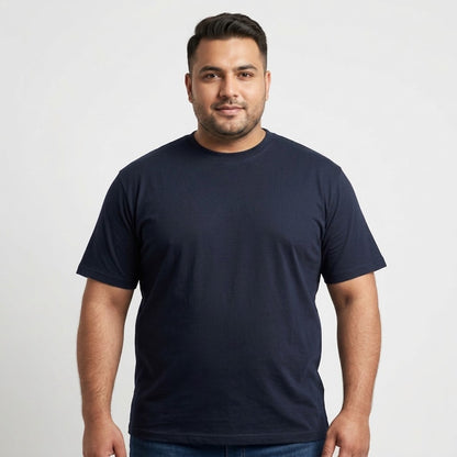 Classic Navy Round Neck T-Shirt made from 65% Cotton and 35% Polyester