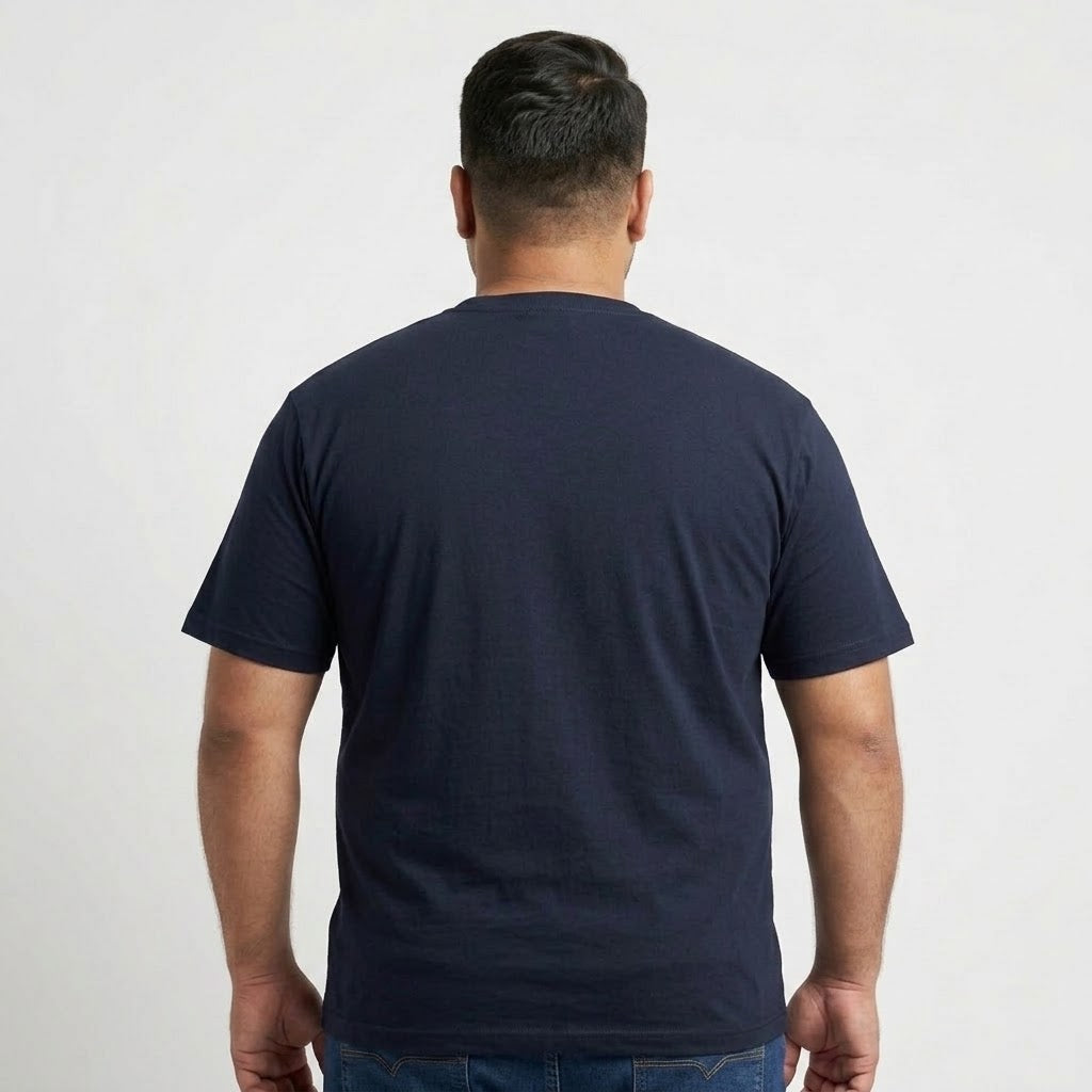 Classic Navy Round Neck T-Shirt made from 65% Cotton and 35% Polyester
