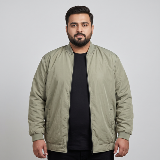 Classic Olive Plus-Size Bomber Jacket – Matte Finish PSM-10079