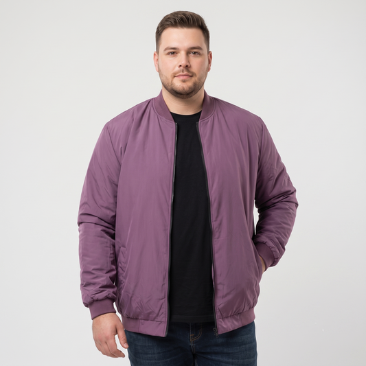 Classic Plum Plus-Size Bomber Jacket – Matte Finish PSM-10084