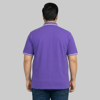 Classic Purple Tipped Collar Plus Size Polo Shirt PSM-10717