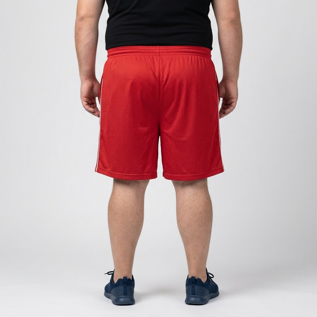 Classic Red Mesh Polyester Sport Short 