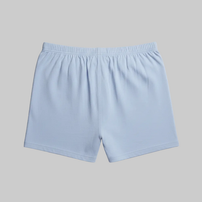 Classic sky blue plain cotton boxer with elastic waistband and button fly, laid flat showing a clean and comfortable everyday design