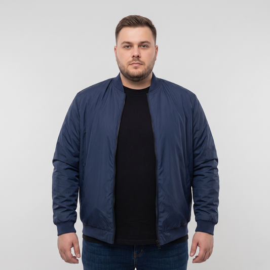 Classic Teal Blue Plus-Size Bomber Jacket – Matte Finish PSM-10078
