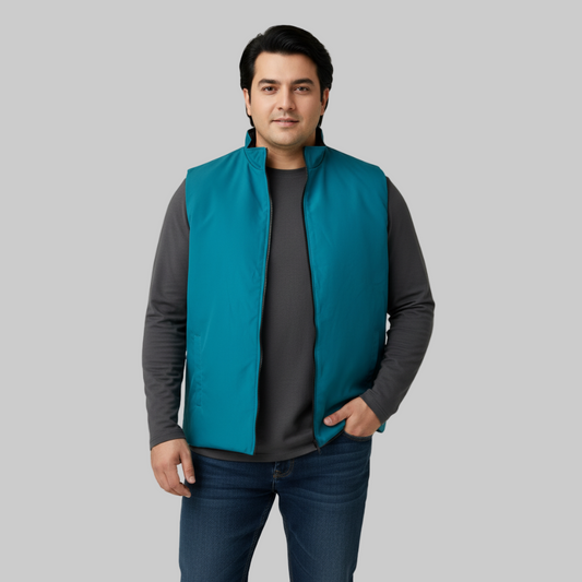 Classic Teal Plus-Size Sleeveless Puffer Jacket PSM-9999