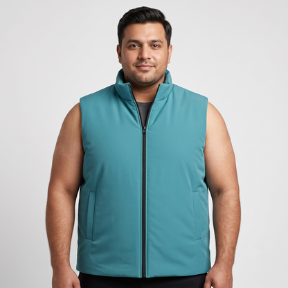 Classic Teal Plus-Size Sleeveless Puffer Jacket PSM-9999