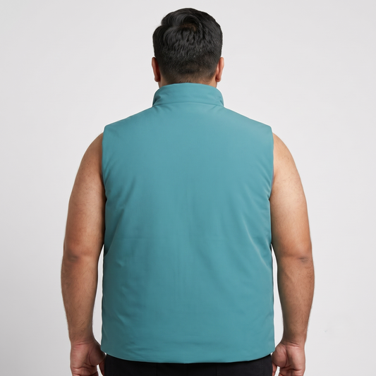 Classic Teal Plus-Size Sleeveless Puffer Jacket PSM-9999