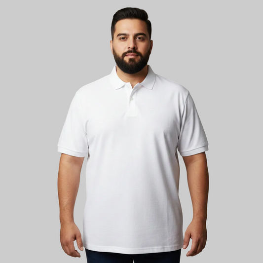 Classic White Plus Size Polo Shirt PSM-10698