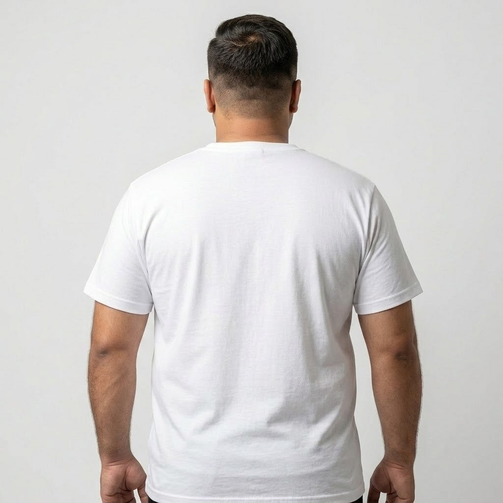 Classic White Round Neck T-Shirt in 65% Cotton 35% Polyester