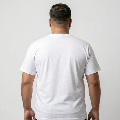 Classic White Round Neck T-Shirt in 65% Cotton 35% Polyester