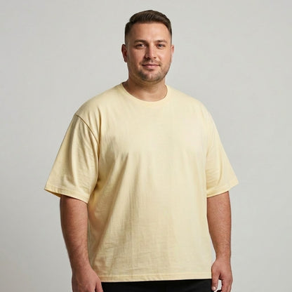 Classic Yellow Round Neck T-Shirt made from 65% Cotton and 35% Polyester