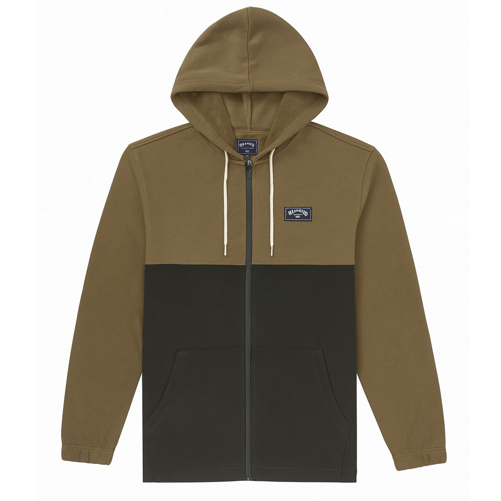 Olive & Charcoal Zip-Up Terry Hoodie PSW-10013