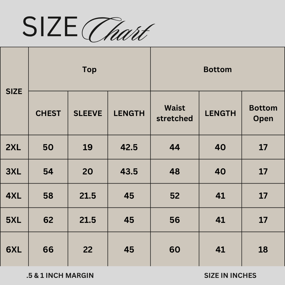 Size chart for Black Multi-Color Diamond Print Lawn Co-ord Set PSW-11265