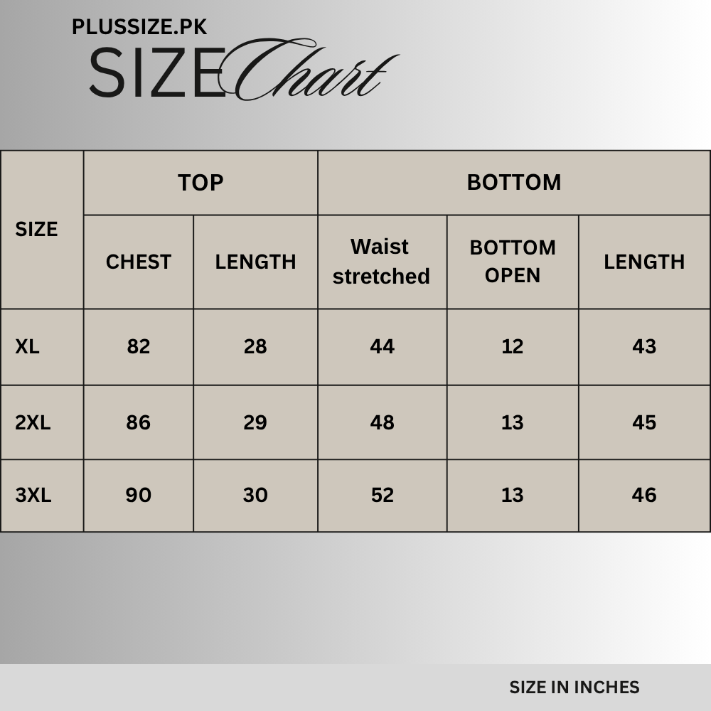 Size chart for Orange Floral Print Micro Co-Ord Set  PSW-11787