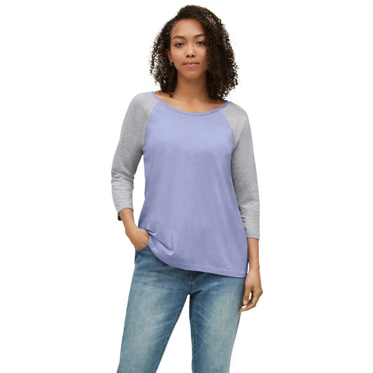 Cool Lilac Heather Grey Colorblock 3/4 Sleeve Tee PSW-8767