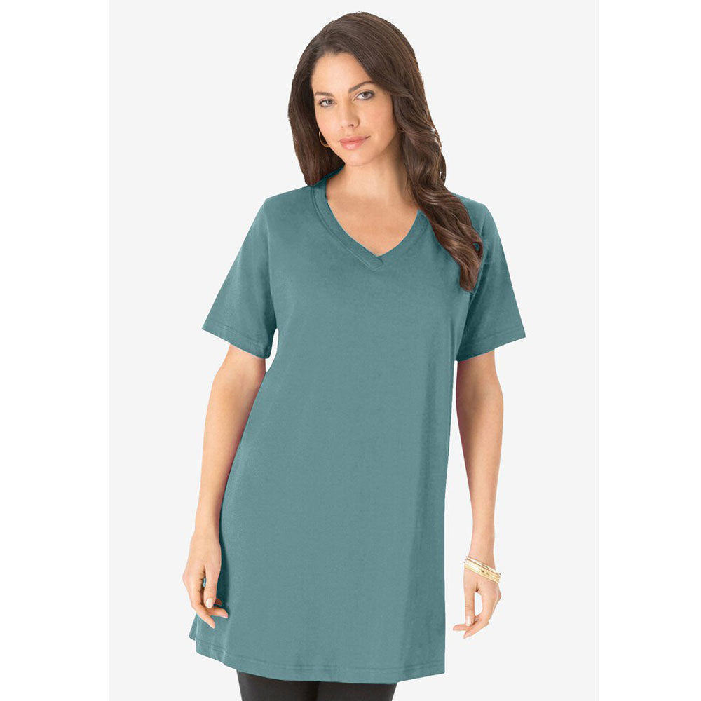 Cool Sage Short-Sleeve V-Neck Ultimate Tunic PSW-8779