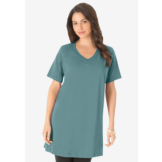 Cool Sage Short-Sleeve V-Neck Ultimate Tunic PSW-8779