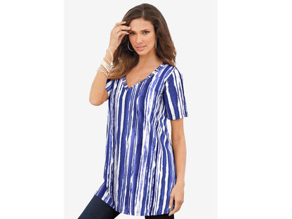 Cool Watercolor Stripe Studded Tie-Dye Tunic PSW-5690