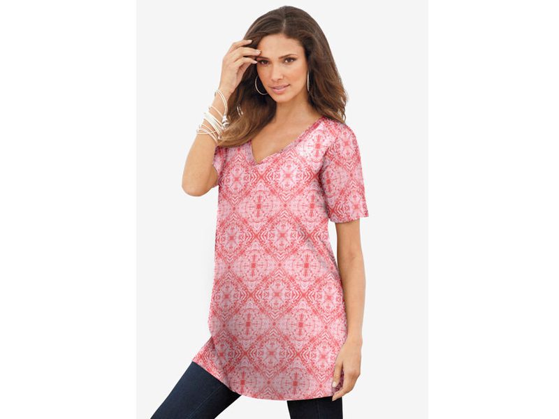 Coral Diamond Tie Dye Studded Tie-Dye Tunic PSW-6832