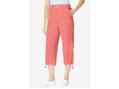 Coral Pull-ON Knit Cargo Capri PSW-5803