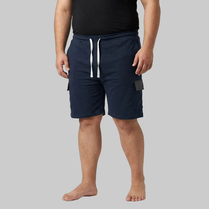 Core Navy Terry Cargo Shorts in premium terry fabric featuring flap cargo pockets, an elastic waistband, adjustable drawstring, and a comfortable relaxed fit.